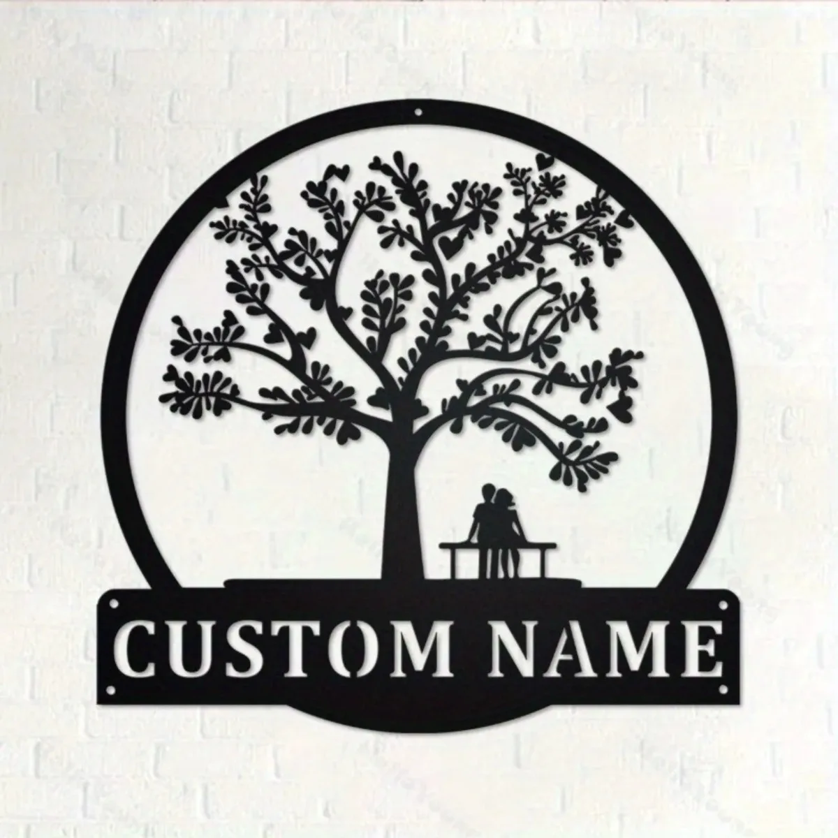 Hot Sale Love & Life Tree Metal Sign - Customizable Surname Silhouette, Ideal for Home Kitchen Garden Outdoor