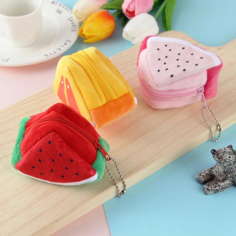 Cute Fruit Wallet Plush Coin Purse Watermelon ＆ Orange Women Change Purse Money Bag Coin Purse Cartoon Fashion Sweet Girl Gift