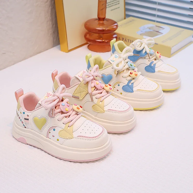 

Girls Sports Shoes Breathable Comfortable Kids Tennis Shoes Sweet Colorful 2025 Autumn New Children Casual Shoes Soft Non-slip