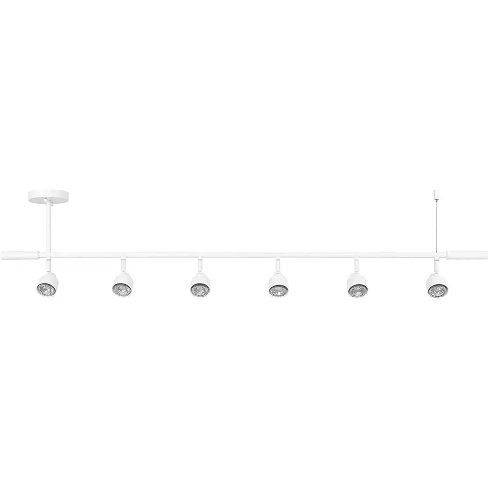 6-Light Adjustable Track Lighting Kit Dimmable Pivoting Heads Matte White Metal Ceiling Light Set Indoor Minimalist Design