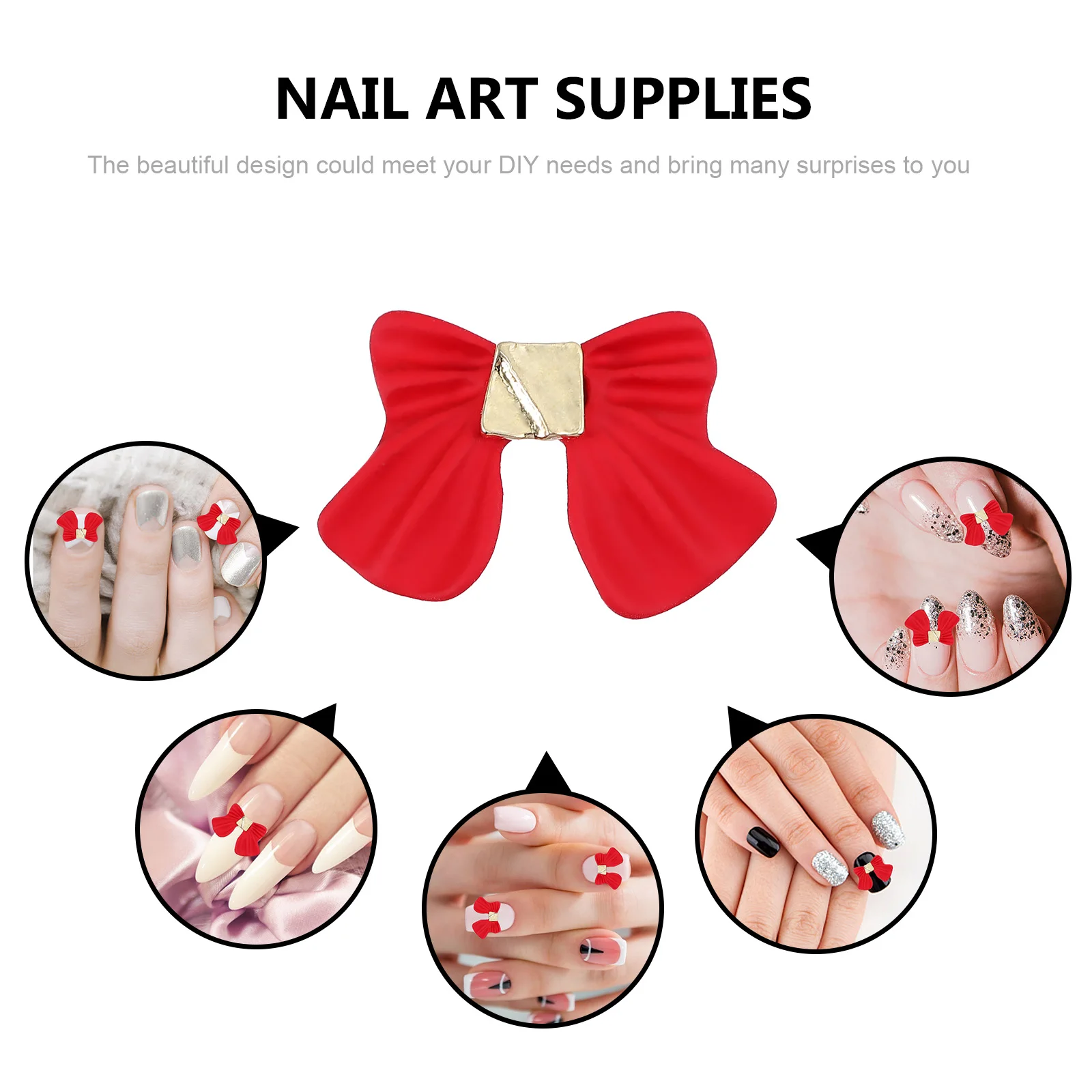 

10 Pcs Bowknot Nail Art Japanese Style Zinc Alloy Manicure Decor Non Rust Lightweight Nail Charms for Women Ladies Girls