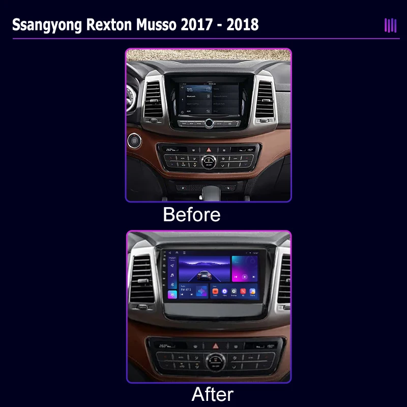 roadivox Android car radio for Ssangyong Rexton Musso 2017 2018 GPS Navigation video Multimedia Player tape recorder  carplay