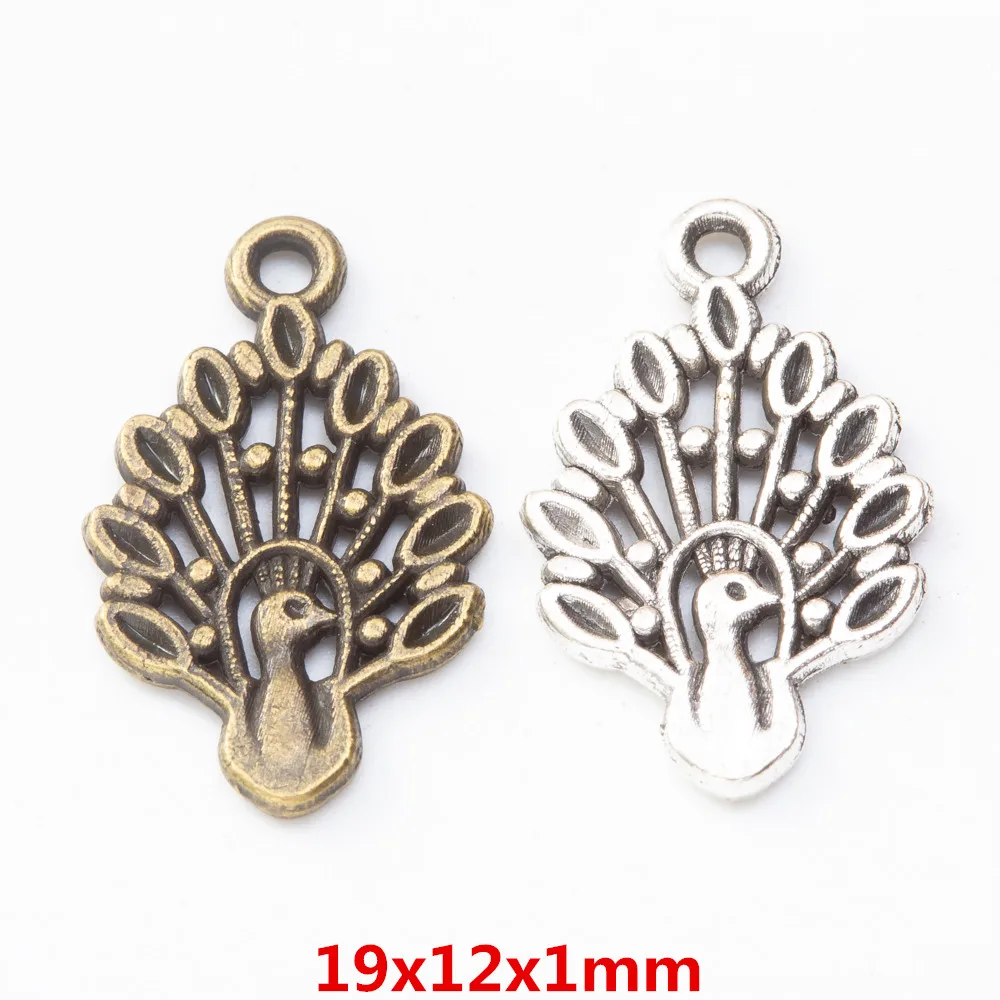 40 pieces (peacock) vintage zinc alloy charm metal pendant DIY jewelry discovery making accessories 294