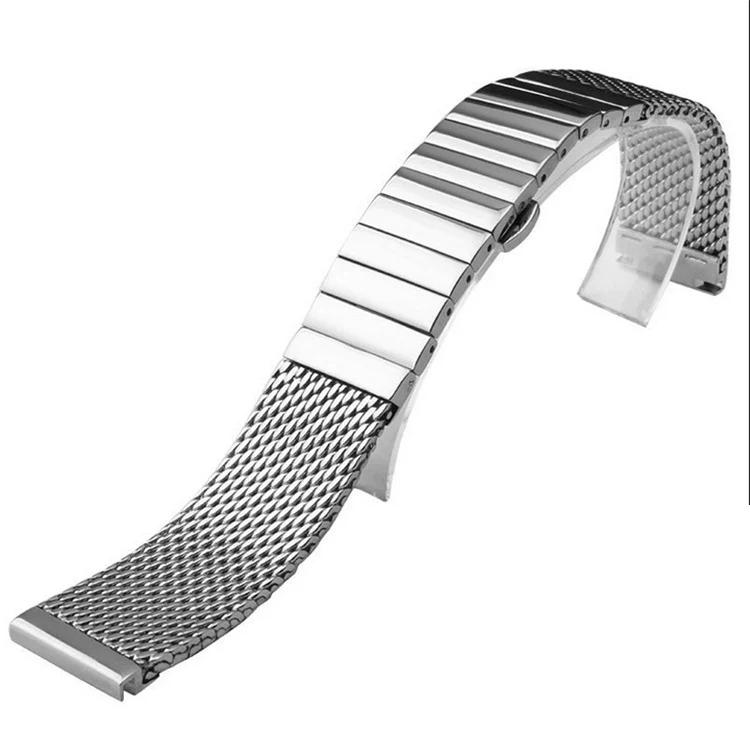 Factory Supply Milanese Shark Mesh Watch Strap Straight End Deployment Clasp Fit 20mm 22mm 24mm Stainless Steel Band