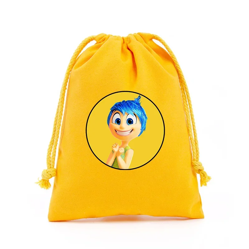 Disney Inside Out Girls Boys Canvas Drawstring Bags Animation Figures Graphic Child Handbags Storage Pouches Kids Birthday Gift