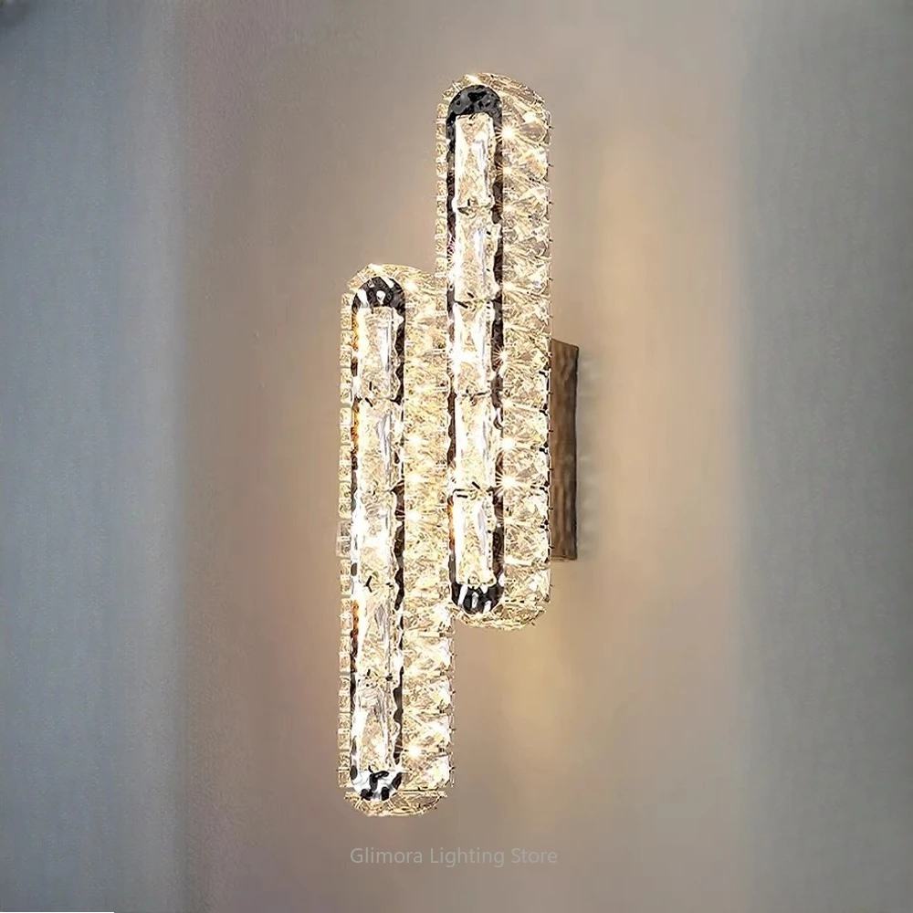 

Modern Luxury K9 Crystal Wall Lamp,Creative Style,Crystal & Metal,for Living Room Dining Study Bedroom Stair Hallway,Decor Light