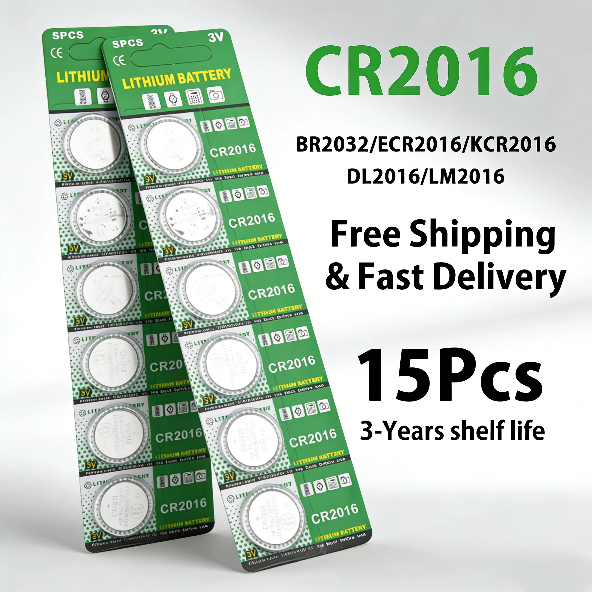 

5/10/20/50pcs CR2016 3V Lithium Batteries DL2016 KCR2016 LM2016 Replacement Coin Cell for Watches and Car Remotes