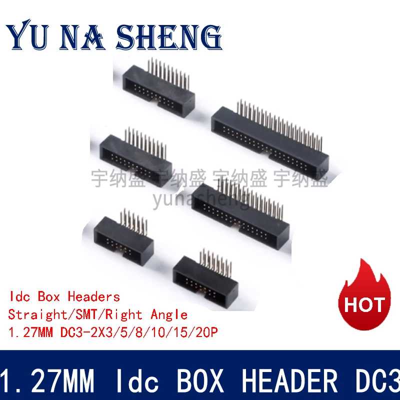 10 قطعة DC3 1.27 مللي متر DIP مستقيم الزاوية اليمنى SMT مزدوج 6/8/10/20/30/40/50P ISP ذكر دبوس IDC JTAG المقبس صندوق رأس 2x10p 2x3p #4
