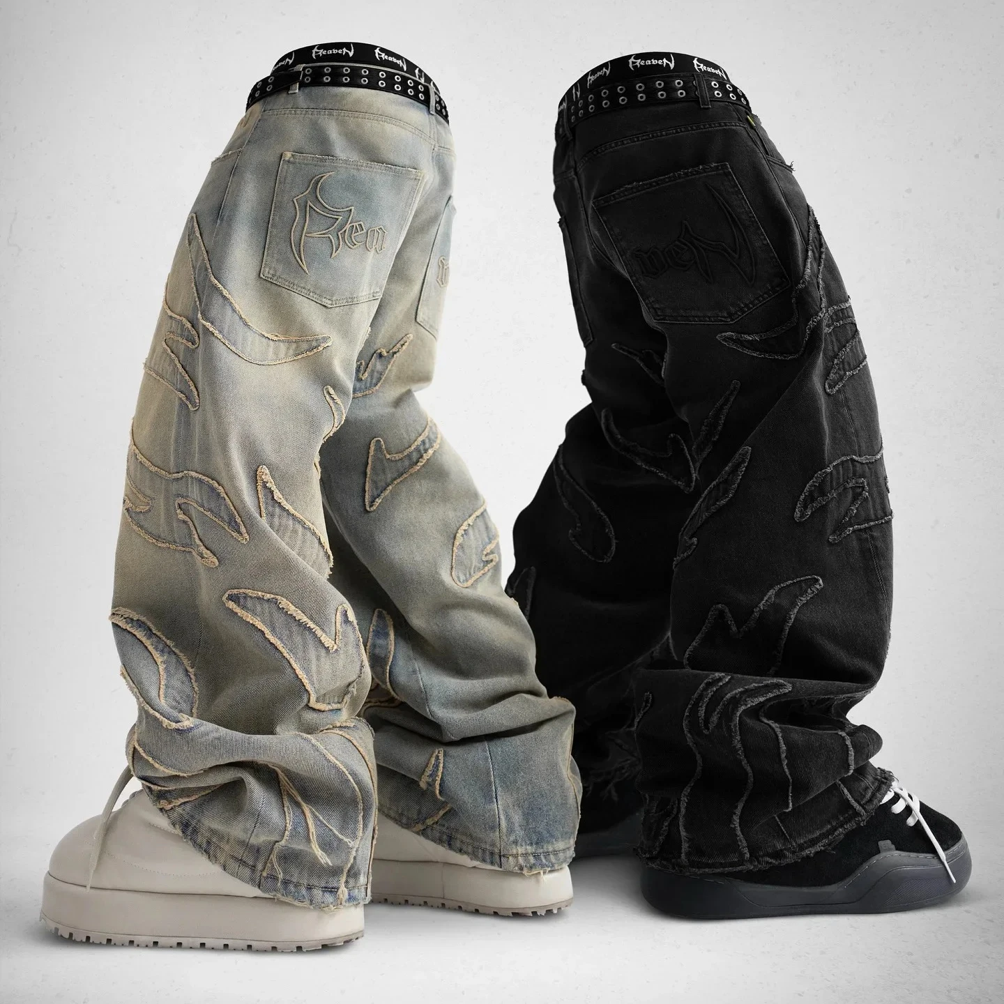 

Hip Hop Punk Embroidered Retro High Waisted Wide Leg Pants Design Loose Jeans Streetwear Jeans Harajuku Y2K Men and Women Pants