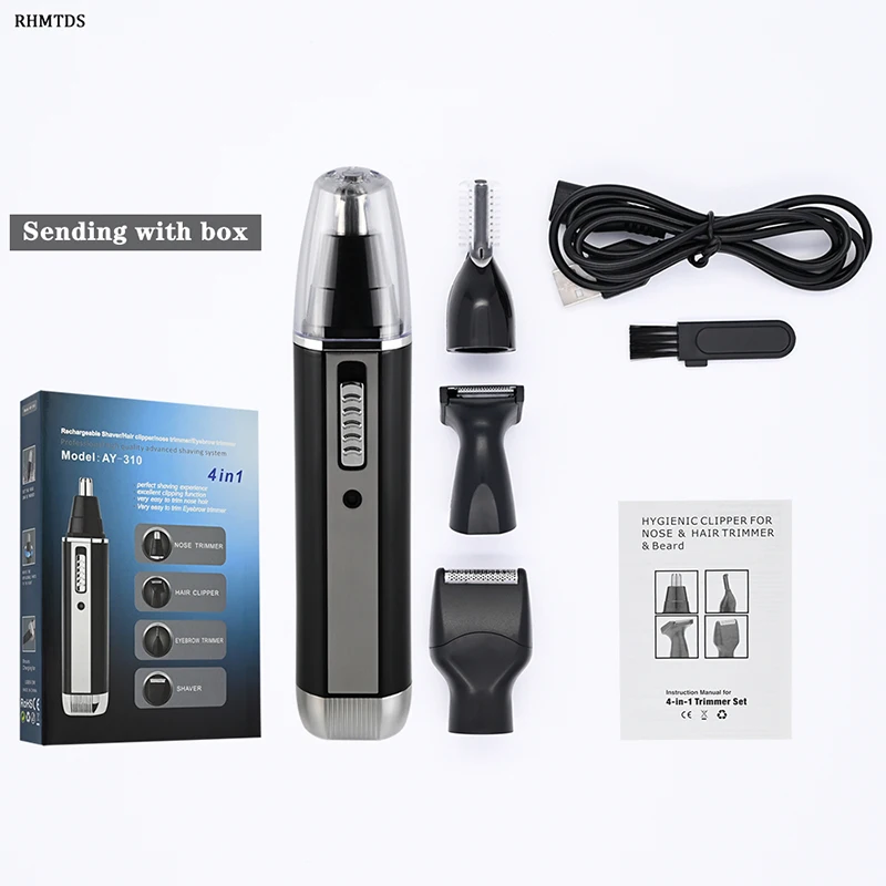 

Электрический триммер для носа 4 в 1, водостойкая бритва для ушей, удаление волос в носу, триммер для бороды для мужчин, эпилятор