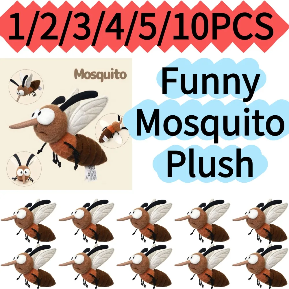 Funny Mosquito Plush Bag Pendant Weird Stuffed Animal Toy For Girls Schoolbag Decor Unique Birthday Gift 1/2/3/4/5/10PCS