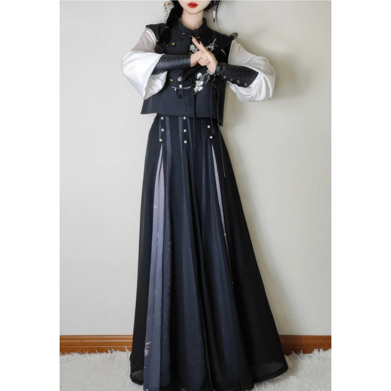 

New Chinese Style Hanfu Dress Men Women Ming Dynasty Embroidery Skirt Female Vintage Luxury Couples Cosplay Photography Costume
