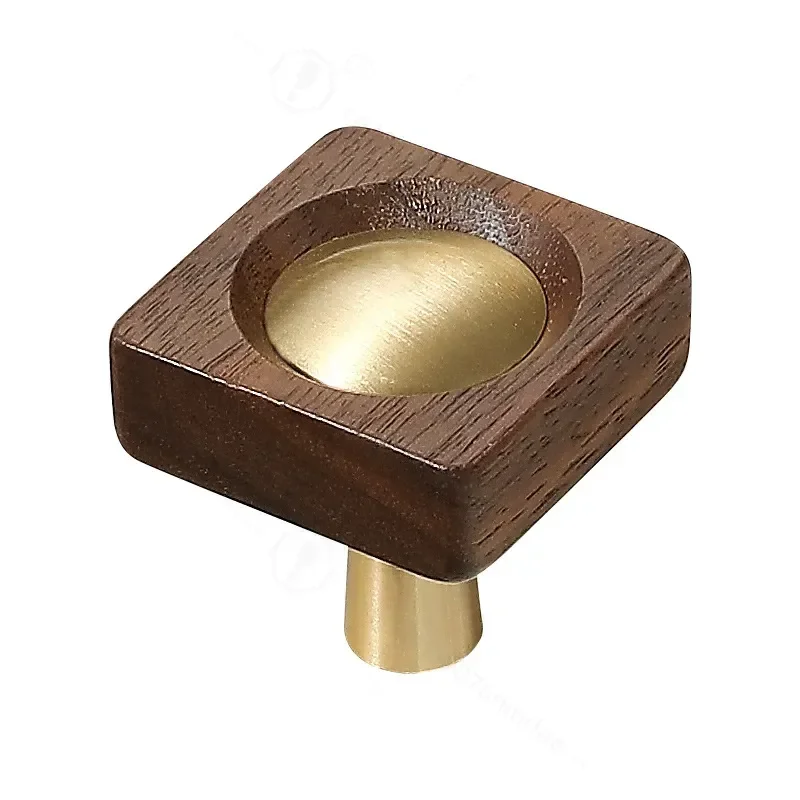 Medieval Brass Single Hole Cabinet Door Handle Round Spherical Retro Walnut Wardrobe Drawer Shoe Cabinet Knob Hardware - view 5