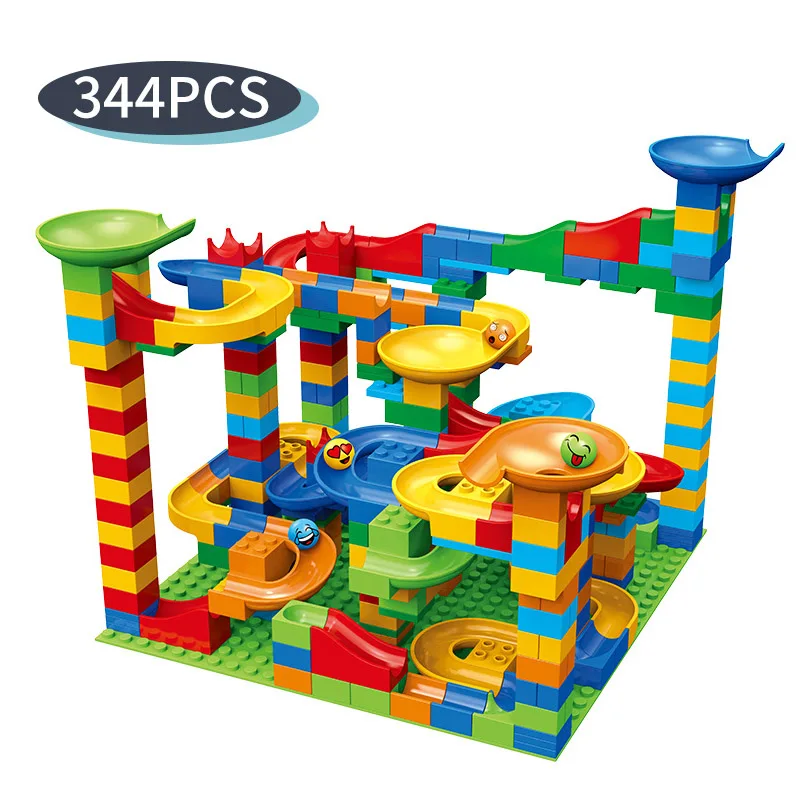 504-84pcs Marble Race Run Blocks Small Size Maze Ball Track Building Blocks Plastic Funnel Slide Assemble DIY Bricks for Kids