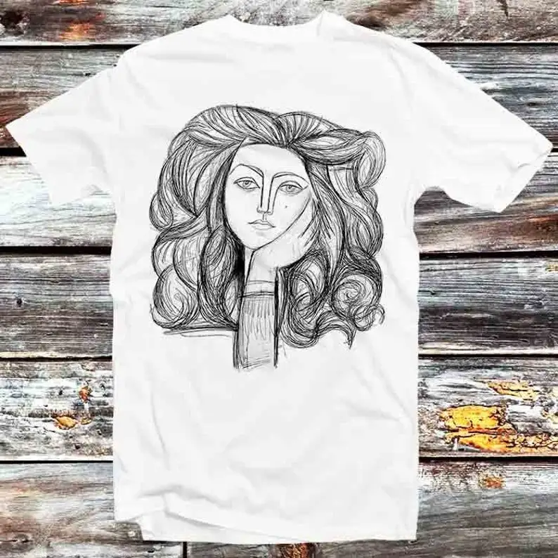 

Picasso Portrait of Francoise Abstract Charcoal T Shirt Vintage Retro Gift Unisex Cartoon Anime Top Tee B1394