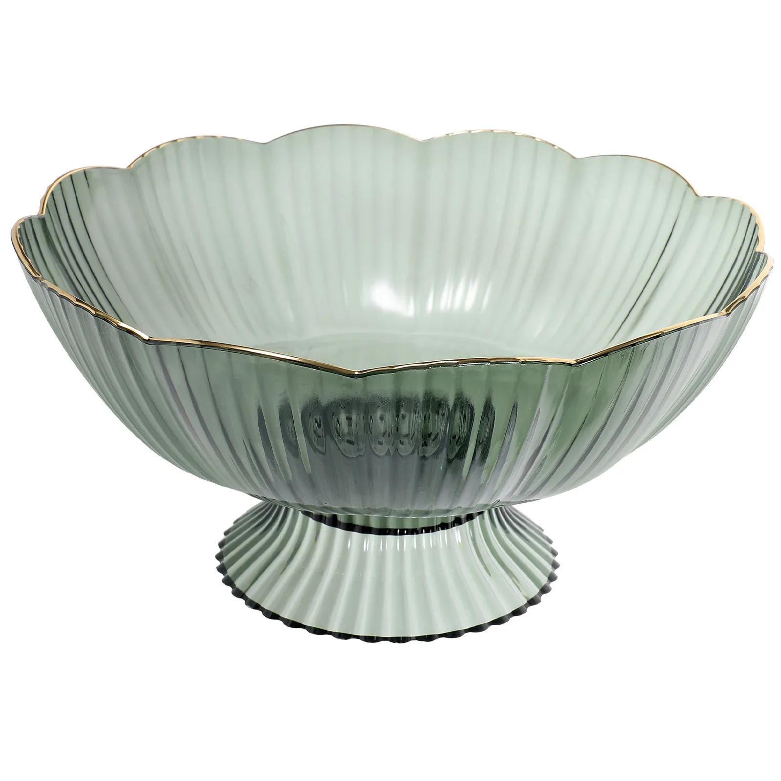Large Capacity Green Fruit Plate Footed Drain Tray Pet Shatterproof Fruit Bowl for Kitchen Living Room Snack Candy Dessert