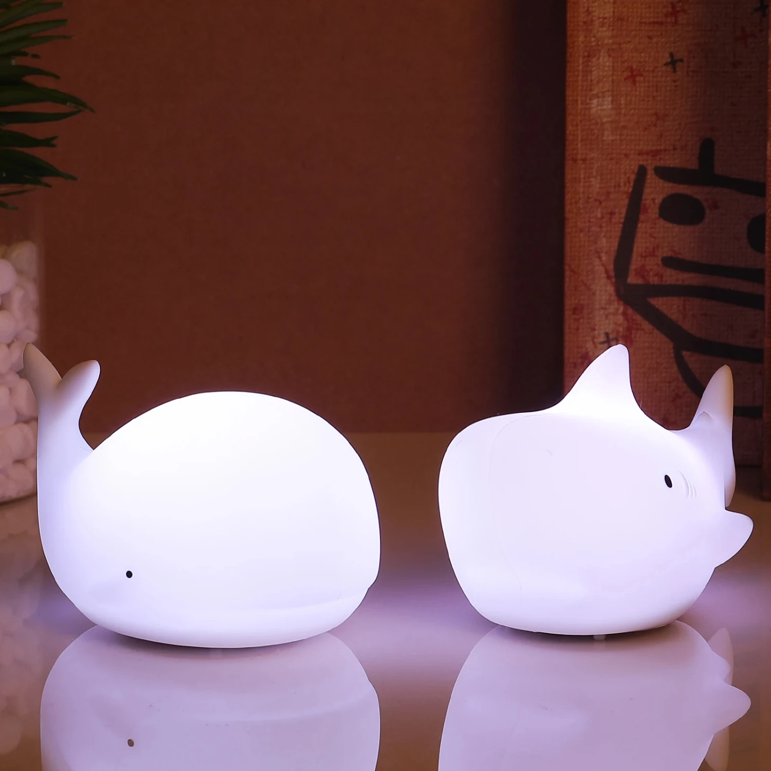 Christmas Gift Boxed Night Light Children's Gifts Soft Silicone Colorful Whale  Nightlight Rabbit  Night Lamp Elephant