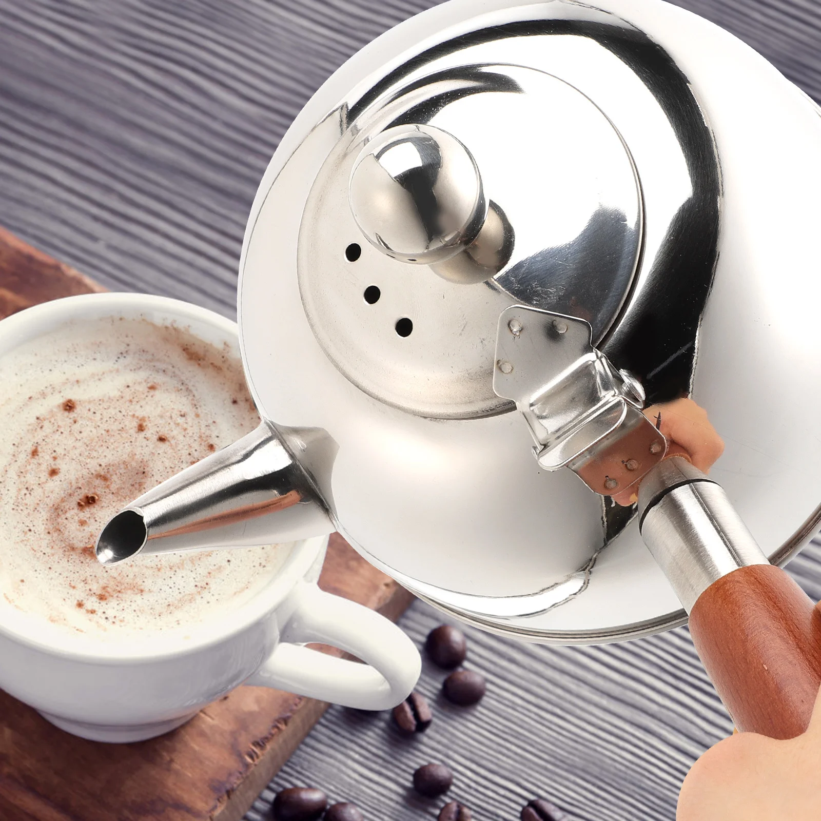 

Side Pot White Tea Kettle Stovetop Kettles Folding Restaurant Teakettle Wood Stainless Silver