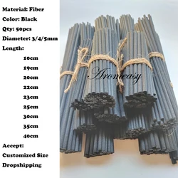 50pcs 5/4/3mm 40/35/30/25/23/19cm Black Rattan Sticks Reed Diffuser Replacement Sticks Reed Sticks Aromatherapy Diffuser Sticks