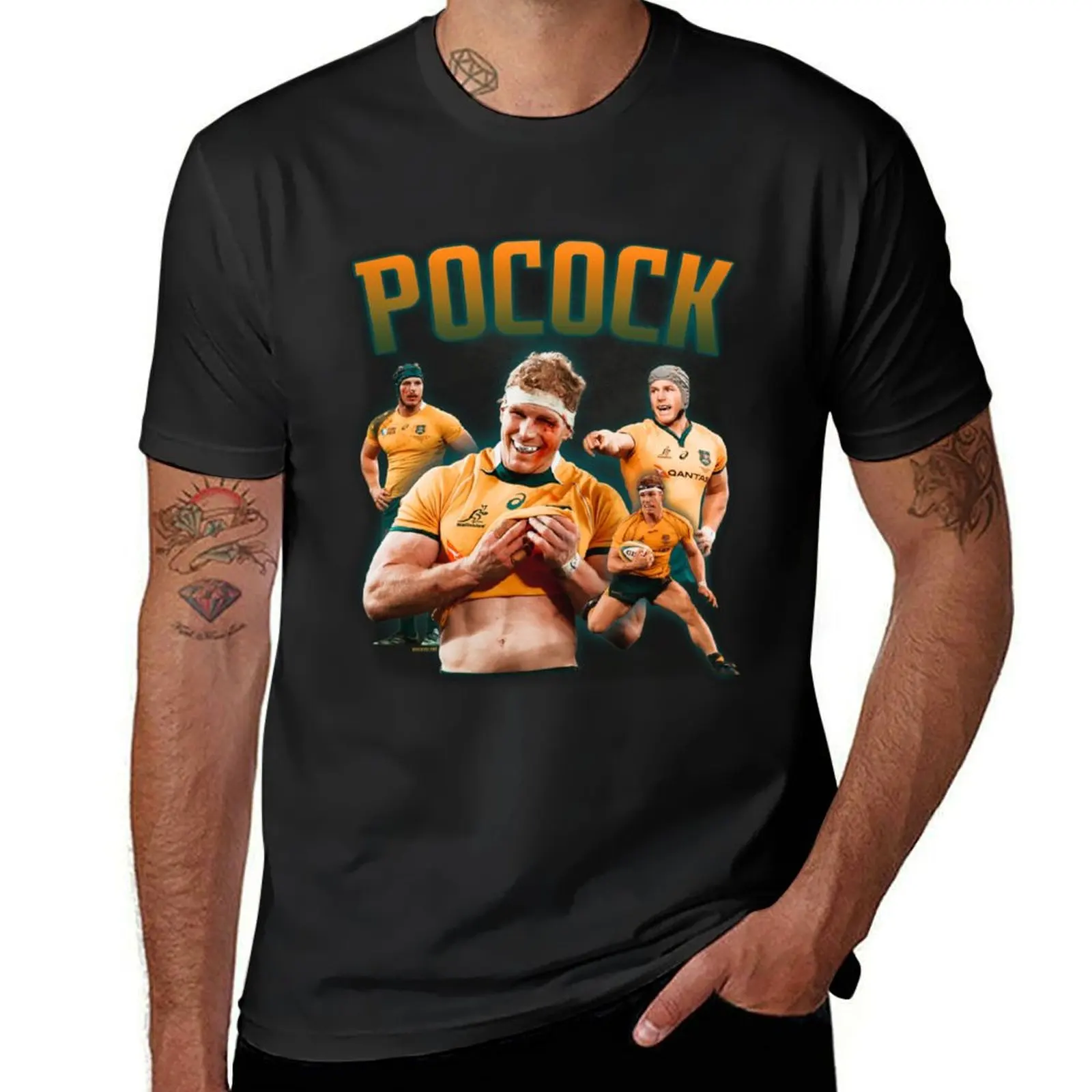 David Pocock Wallabies T-Shirt quick drying hippie clothes t shirts for men