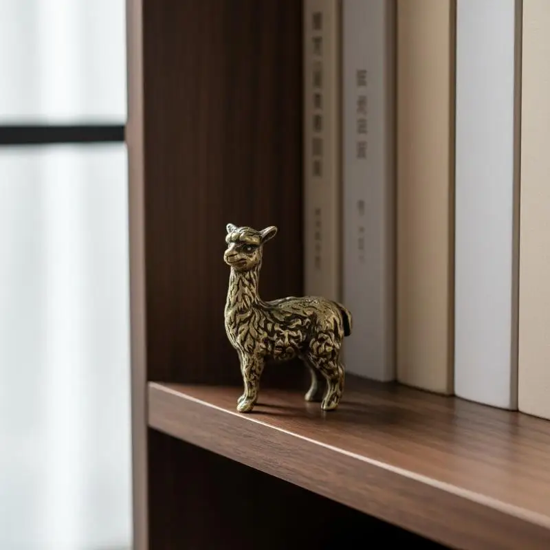 Mini Sheep Vintage Figurine Zinc Alloy Rustproof Desktop Ornament Lovely 2027 New Year Present for Office Desk Decor