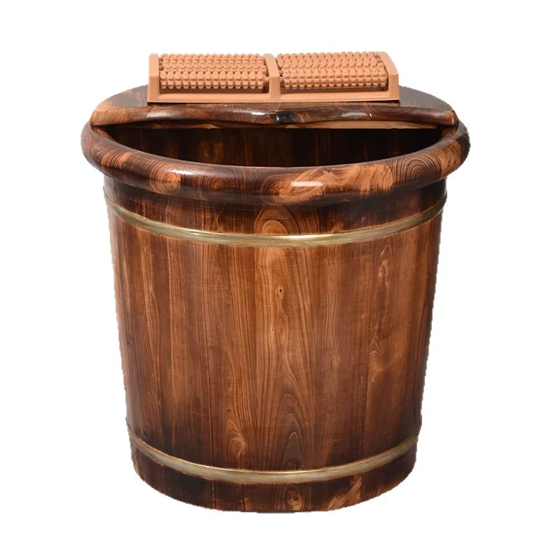 

Foot soaking bucket Wooden bucket Household wooden basin Carbonized wood foot washing basin Solid wood foot bath bucket