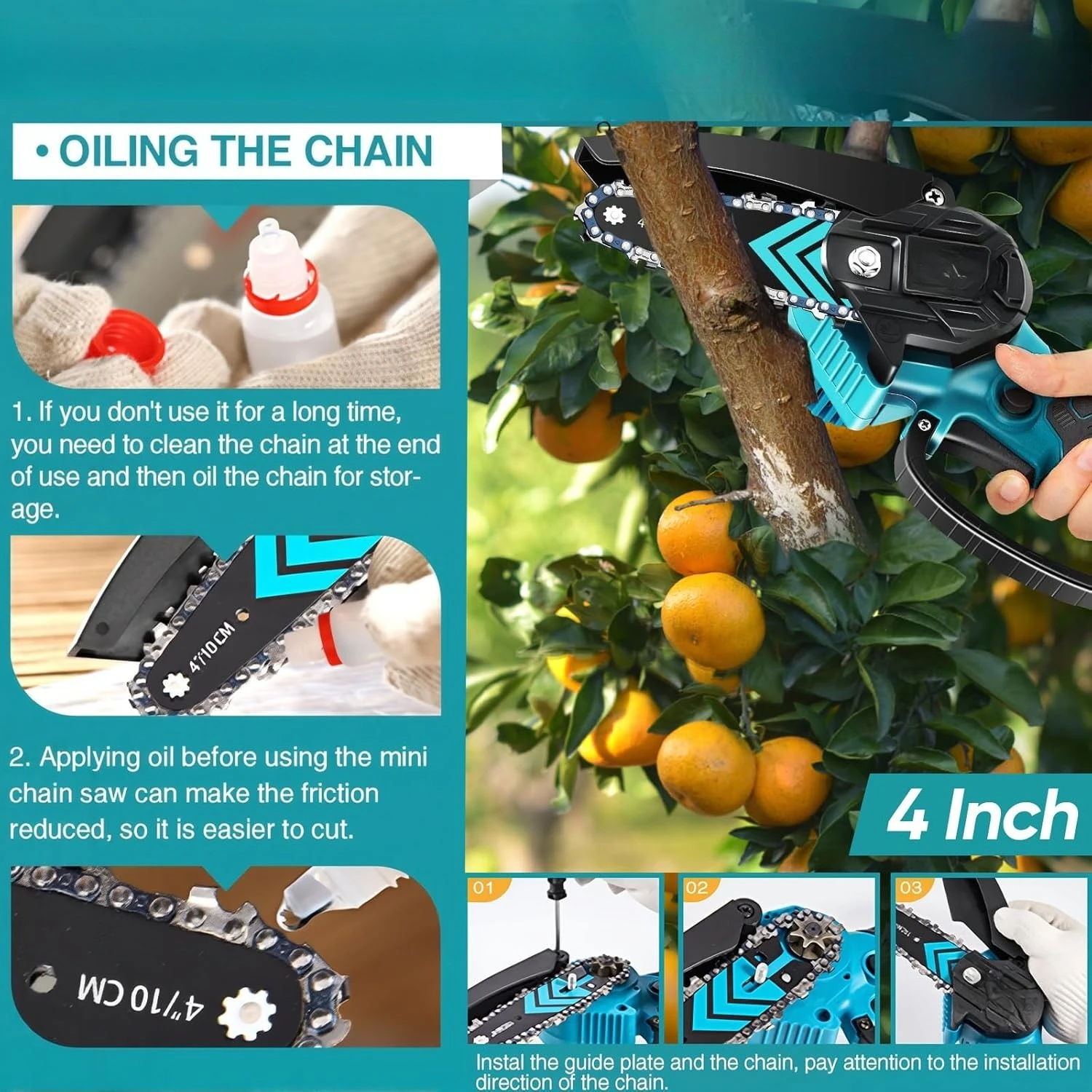 Mini Chainsaw,Portable Electric Chainsaws Cordless,Handheld Chain Saw Pruning Shears Chain Saws for Tree Branches