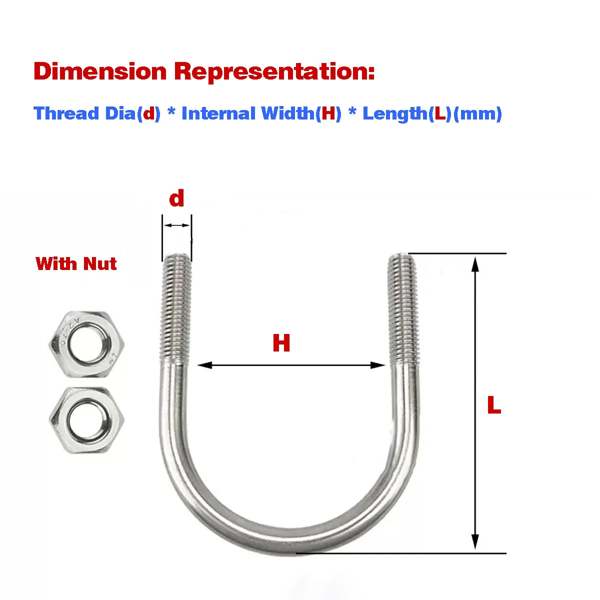 

304 Stainless Steel U-Shaped Screw/ Horseback Hoop/U-Shaped Bolt/Clip Pipe M6M8M10M12