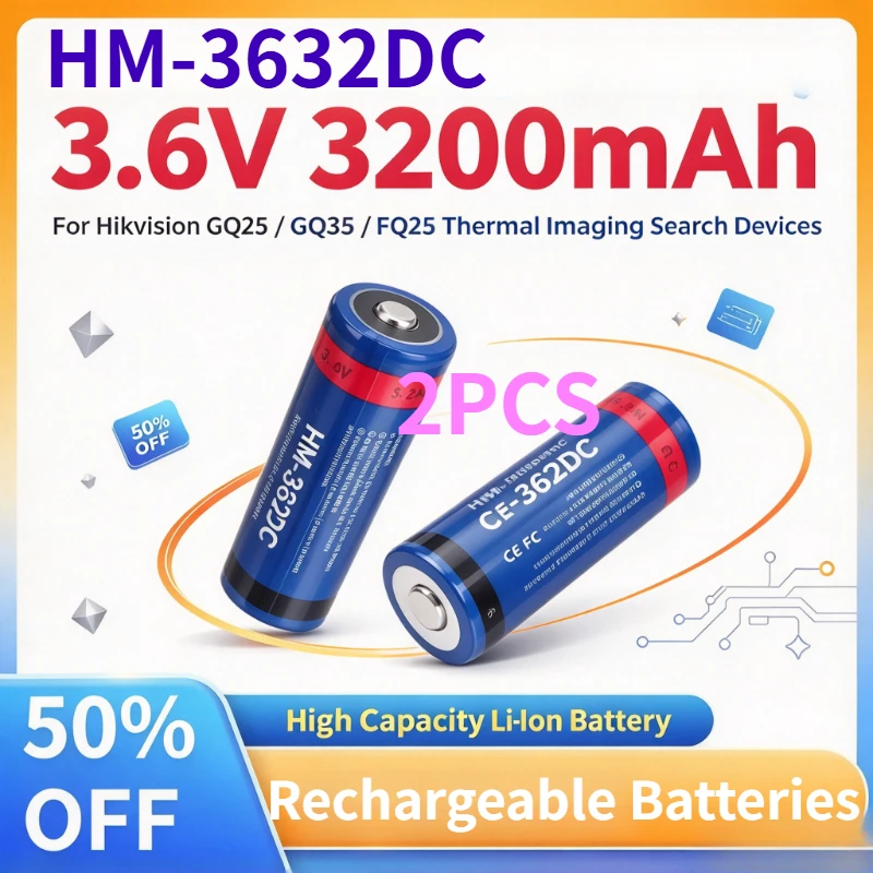 Upgrade HM-3632DC Rechargeable Lithium-ion Battery 3.6V 3200mAh for Hikvision GQ25 GQ35 FQ25 Thermal Imaging Search Devices