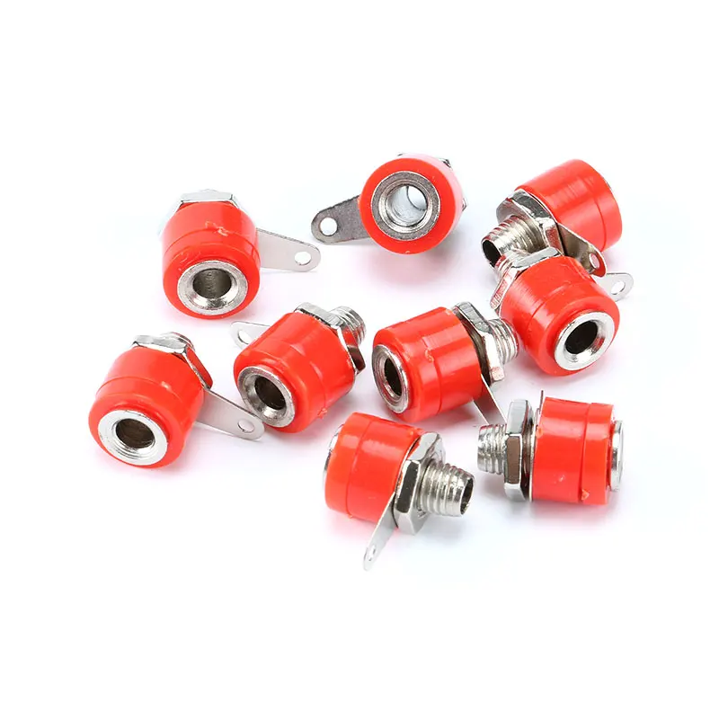 10pcs/lot 4mm Banana Socket Female Jack 4mm Banana Binding Post for Banana Plug Terminal Connector Black Red DIY Adapter