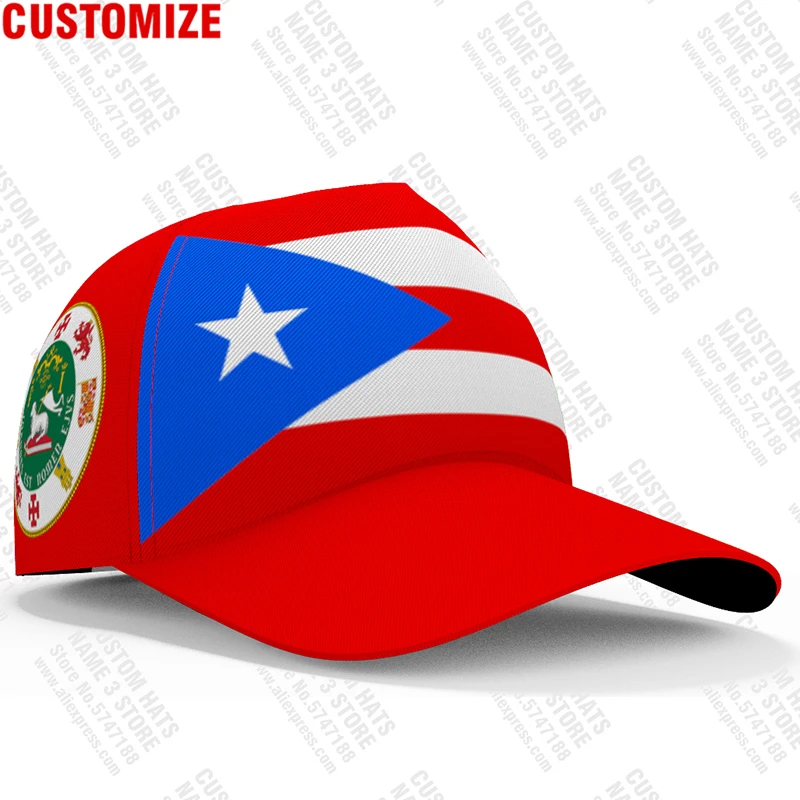 Puerto Rico Baseball Caps Custom Made Name Number Team Logo Pr Hat Pri Country Travel Rican Nation Spanish Flag Photo Headgear