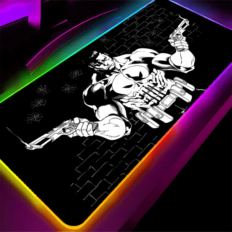 لوحة ماوس للألعاب RGB بإضاءة خلفية كبيرة لألعاب الكمبيوتر، لوحة ماوس LED بيضاء مطاطية مع حافة قفل، حصيرة ماوس الألعاب XXL