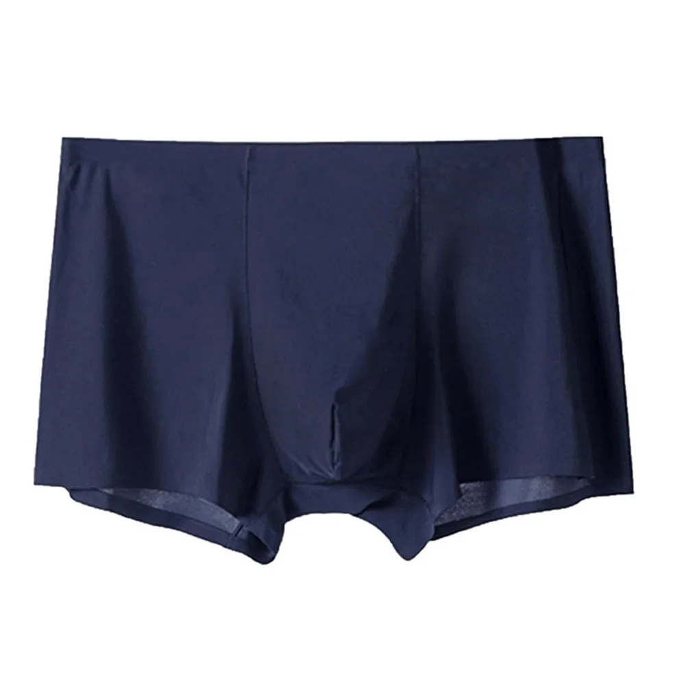 Ropa interior cómoda de seda helada para hombre, Boxers cortos de cintura baja, bolsa convexa en U suave, bragas, lencería, 1 ud.