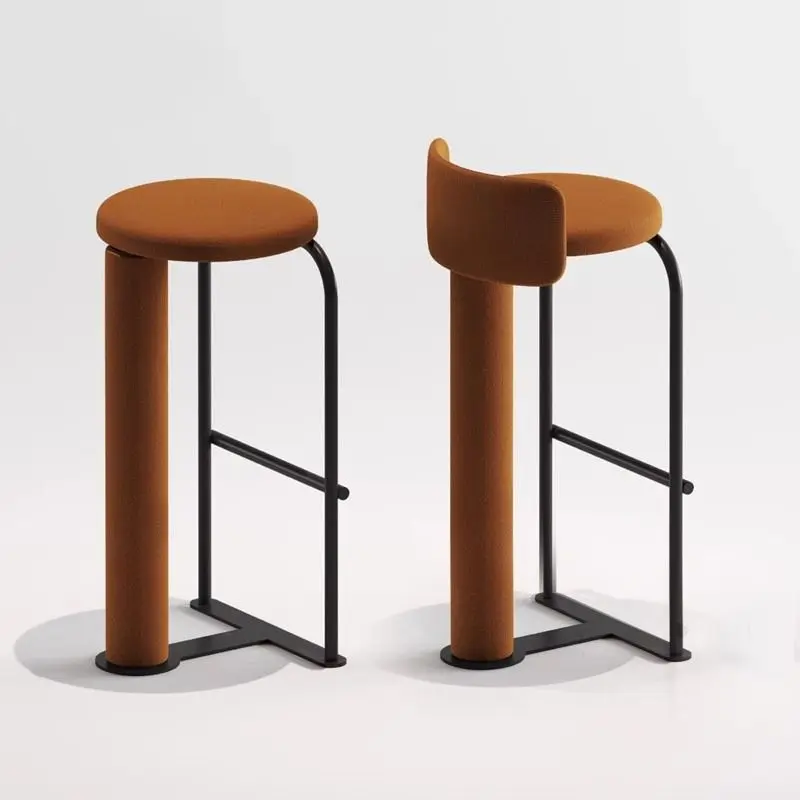 2 pcs Creative simple dining cafe milk tea shop step foot round back stool front desk bar chair