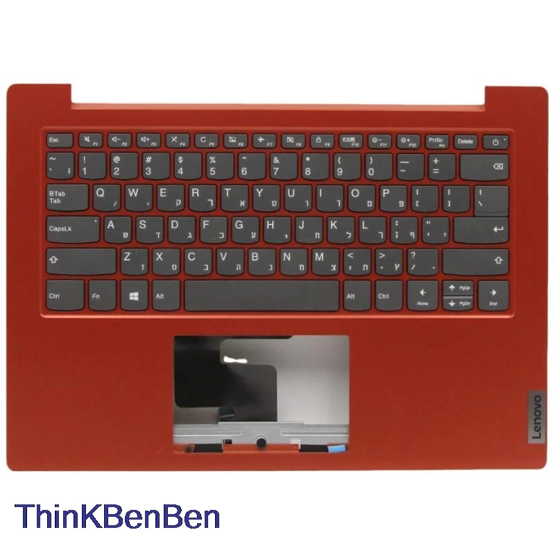 Capa superior do teclado Palmrest Shell Cover, HB, Hebrew, IL, Israel, Flame Orange, Lenovo Ideapad 1, 14, 14ADA05, 5CB0Z56859