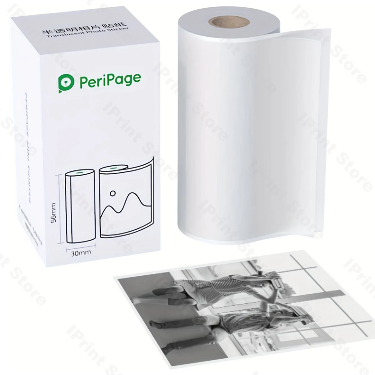 1Roll Semi-Transparent Thermal Paper 56mm/77mmx30mm BPA-Free & Waterproof for PeriPage A6/A8/A9 Mini BT Thermal Mobile Printer