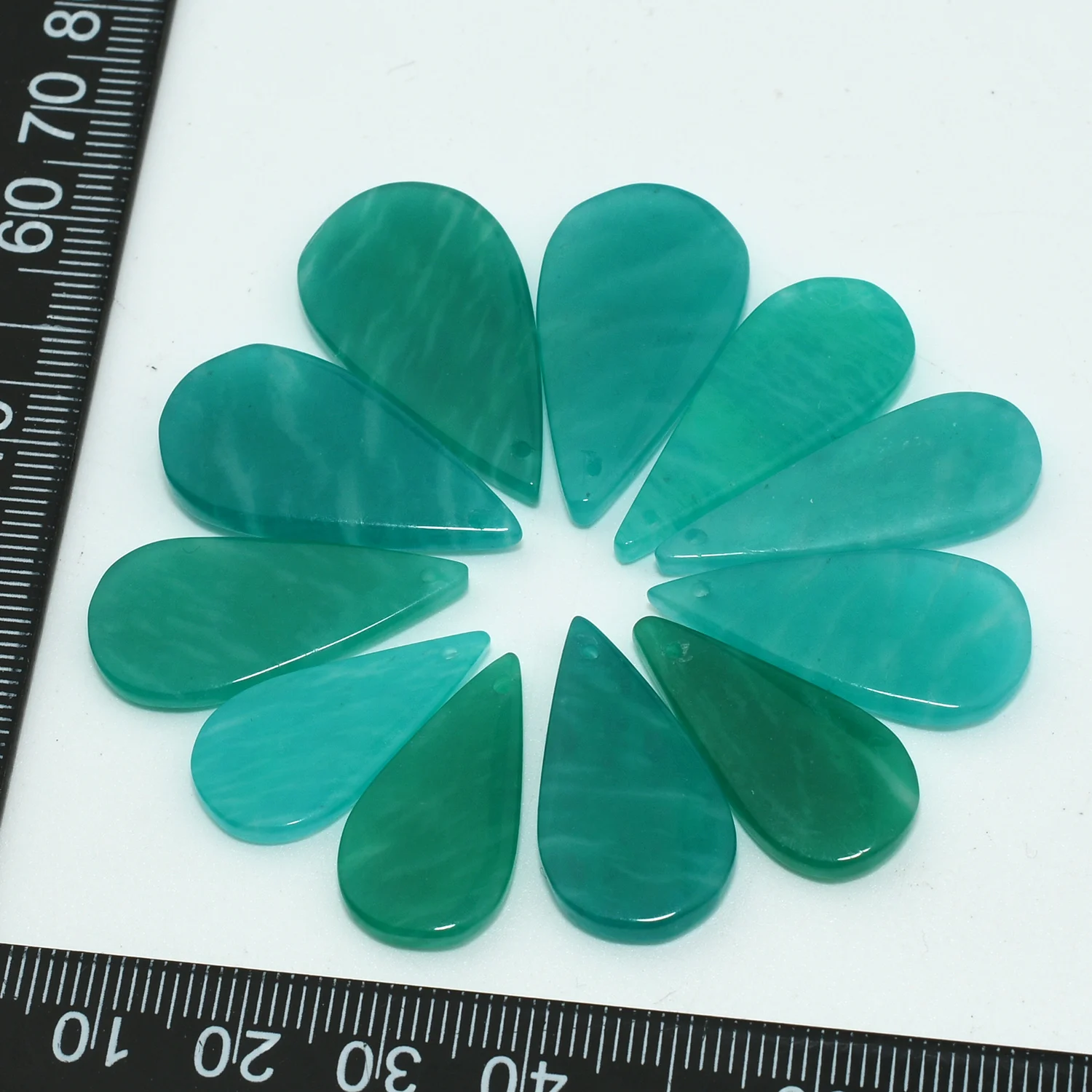 Natural Russian Amazonite Flat Waterdrop Pendants,12x26mm-16x30mm, Thickness About 3mm-4mm