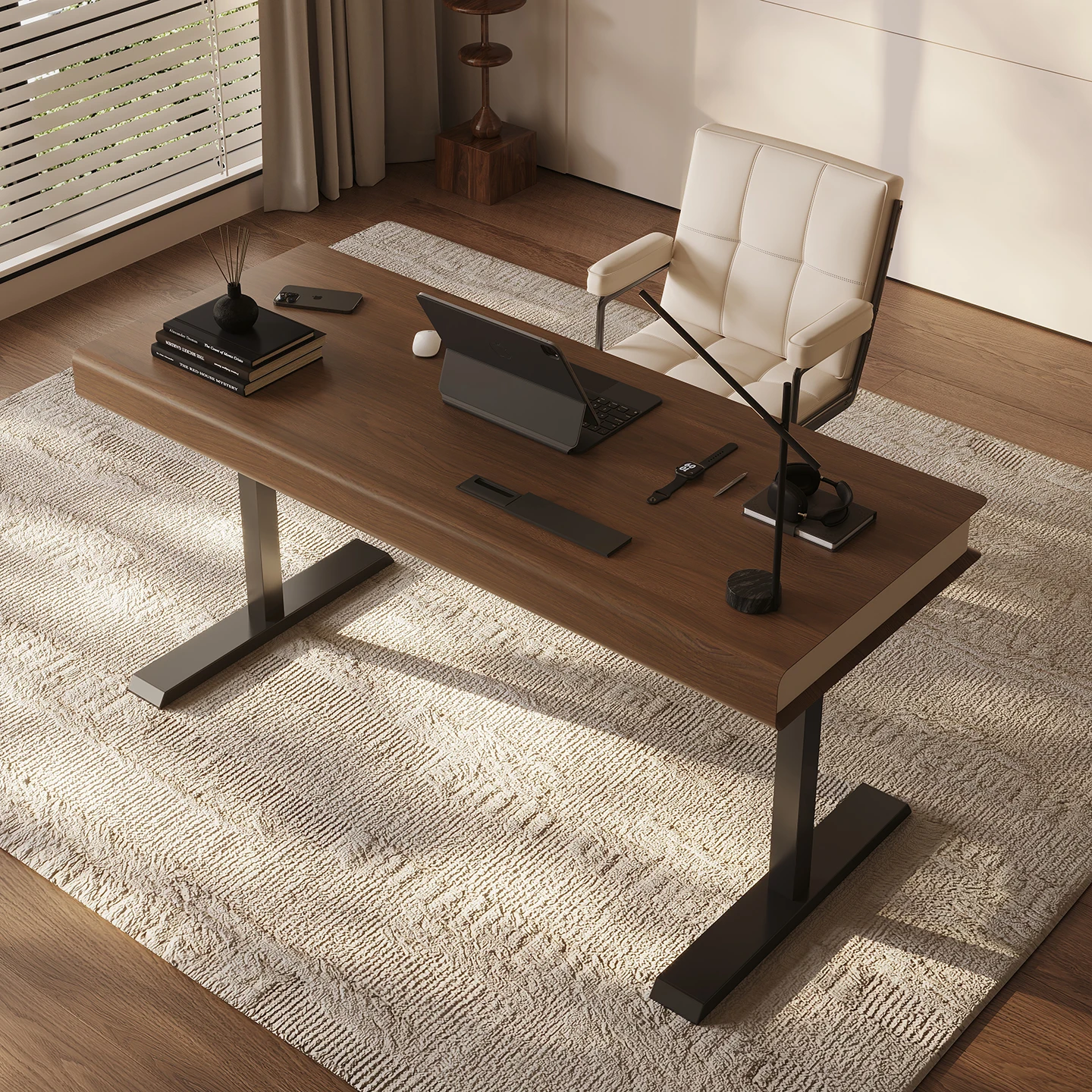 

Minimalist walnut electric lifting desk high home computer desk