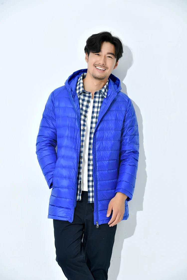 Winter Lightweight Plus Dize Men's Puffer Jackets 2023 New Men X-long 90% White Duck Down Water and Wind-Resistant Casual Coat