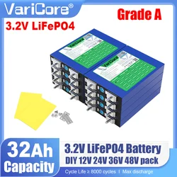 VariCore 3.2V 32Ah LiFePO4 Battery phosphate 3C 5C Discharge 32000mAh for 12V 4s 24V 36V Motorcycle Car Motor Modification Stud