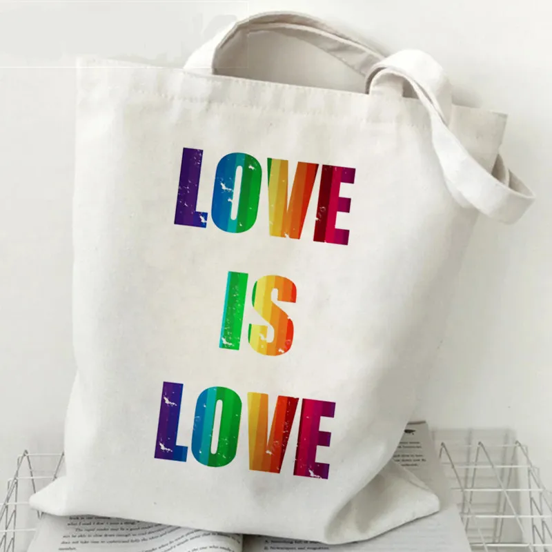 حقيبة تسوق برايد قوس قزح من Lgbt ، حقيبة بقالة صديقة للبيئة ، كيس منسوج ، حقيبة حمل مخصصة ، حقيبة قماش