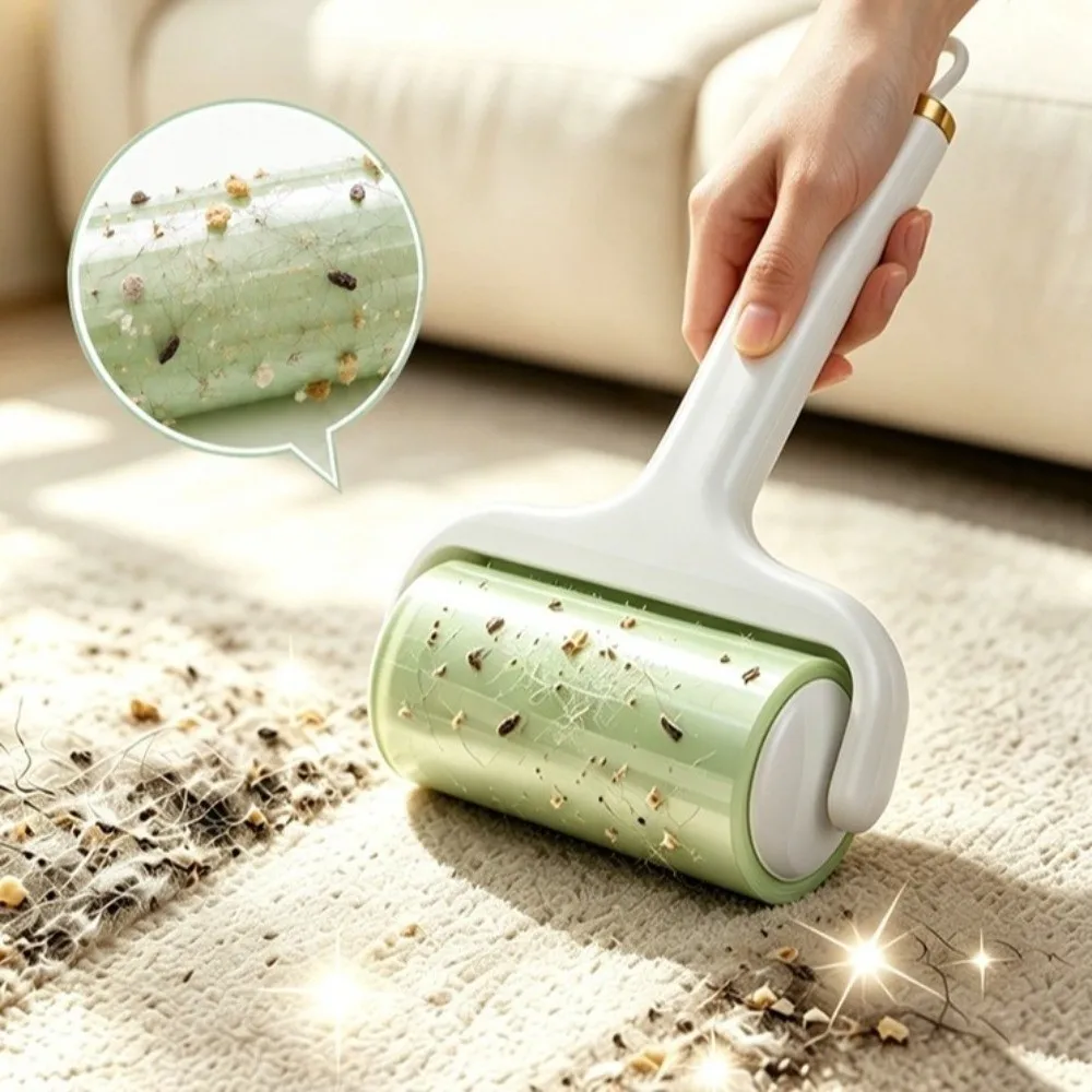 Effective Tearable Sticky Lint Roller Hair Removal 100 Sheets Pet Hair Remover Reusable Handle Dust Hair Roller Home Cleaning