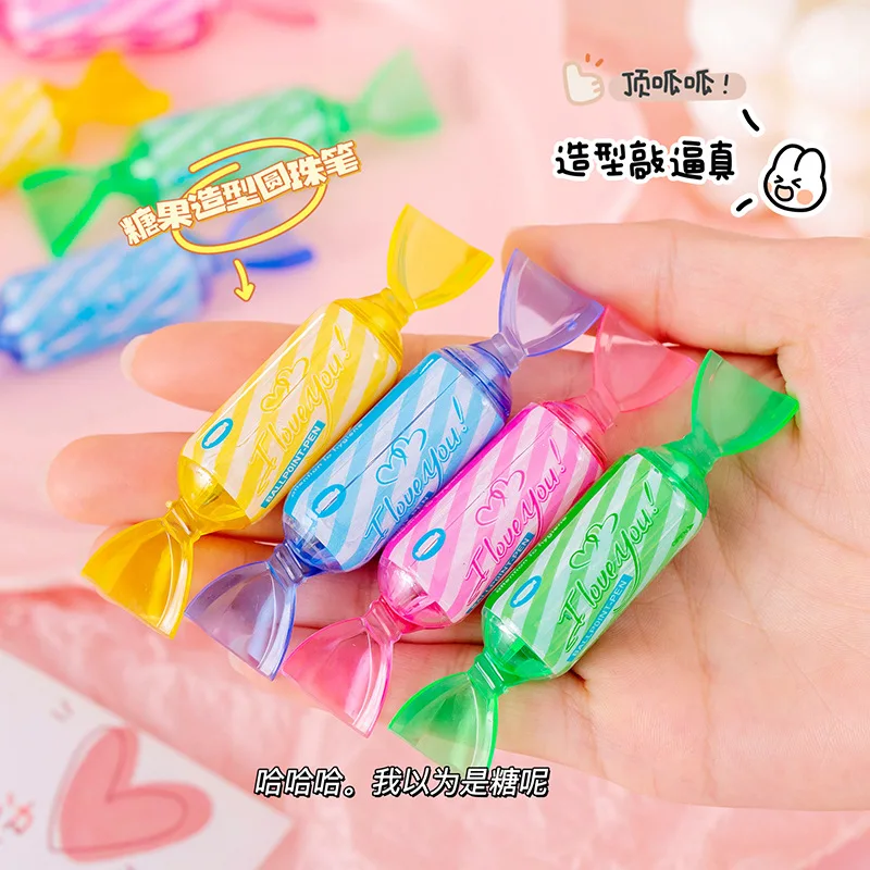 20Pcs/Lot Creative Candy Mini Ballpoint Pens Cute Simulation Candy Ball Point Pen Kids School Office Stationery Halloween Gifts