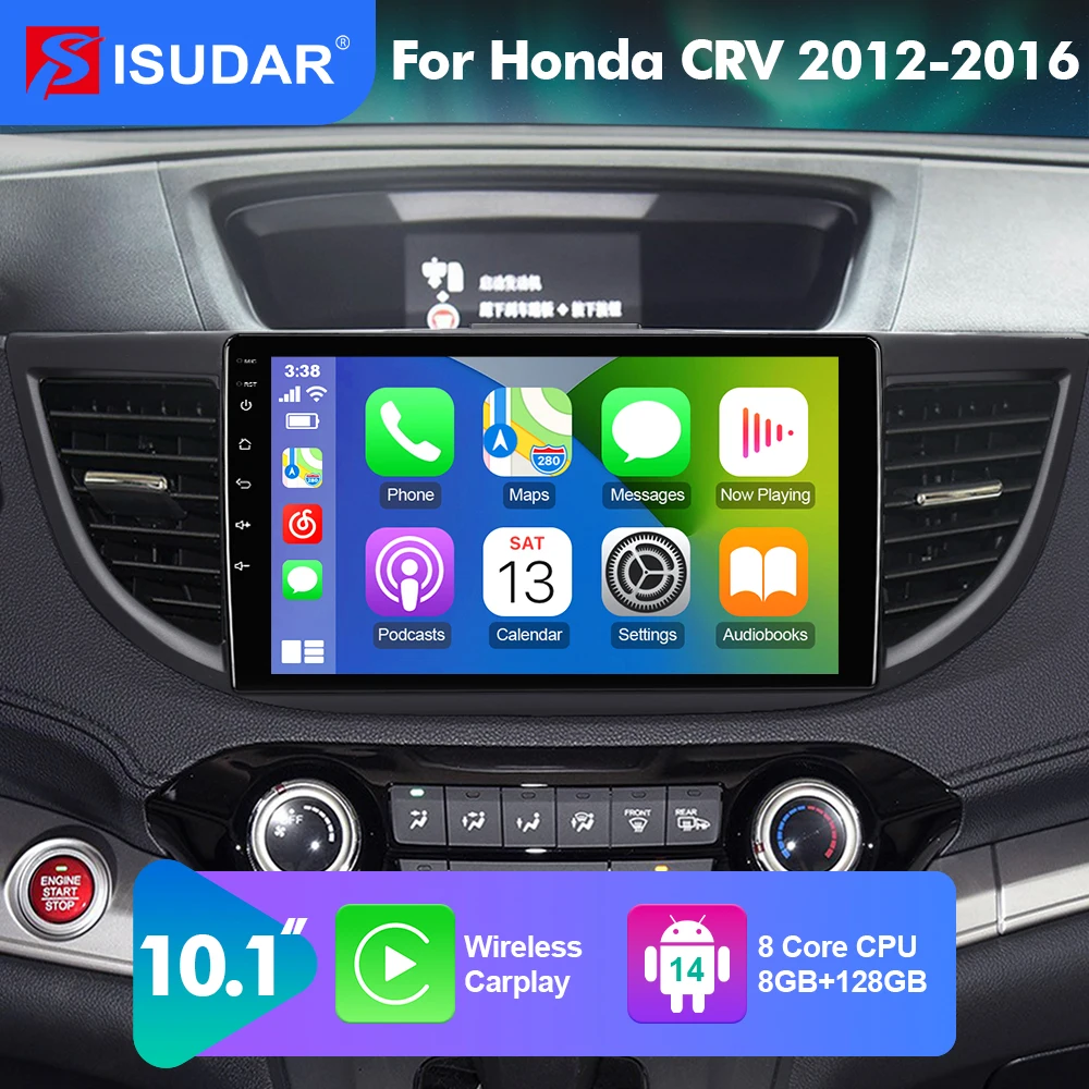 

2026 новинка! 10,1-дюймовый мультимедийный экран на Android 14 для Honda CRV CR-V 2012-2017 с поддержкой Carplay и Android Auto, 2DIN, комплект для установки на приборную панель, радиоприемник