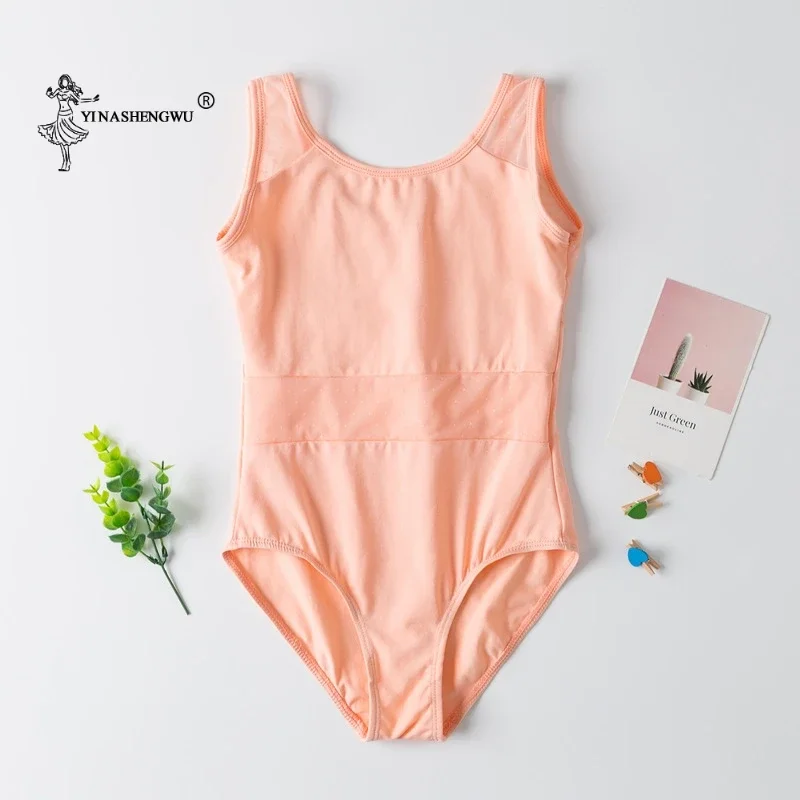 

Командный купальник для девочек, классический танцевальный купальник с высоким воротом, детский балетный гимнастический сетчатый спортивный танцевальный костюм, кружевной купальник, новый