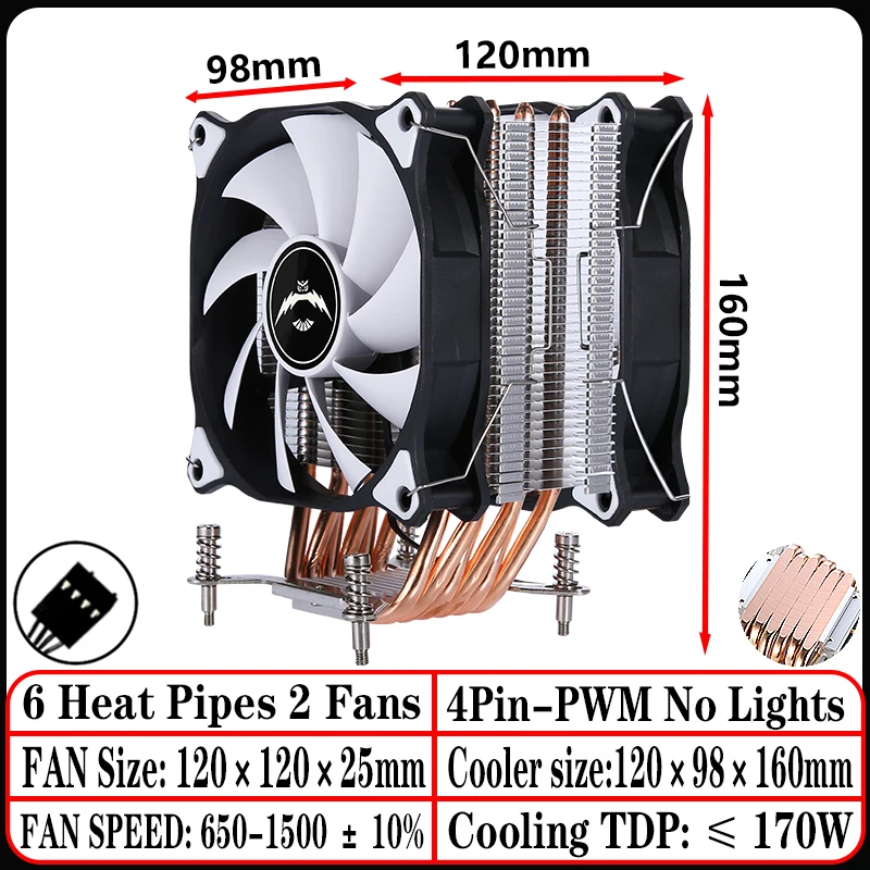 6Heat-pipes 2Fan4pin