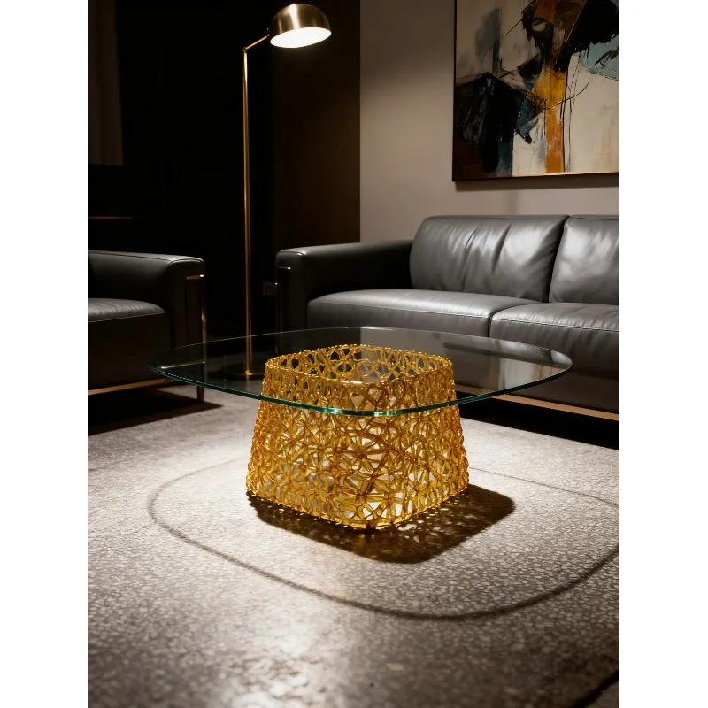 

Corner bedside table household transparent glass edge few living room balcony small coffee table