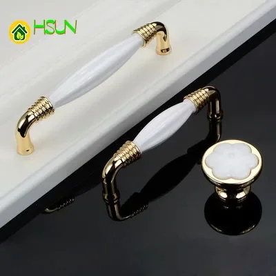 2Pcs Pottery and porcelain handle aureate contemporary contracted brief European chest door ambry drawer handle single hole