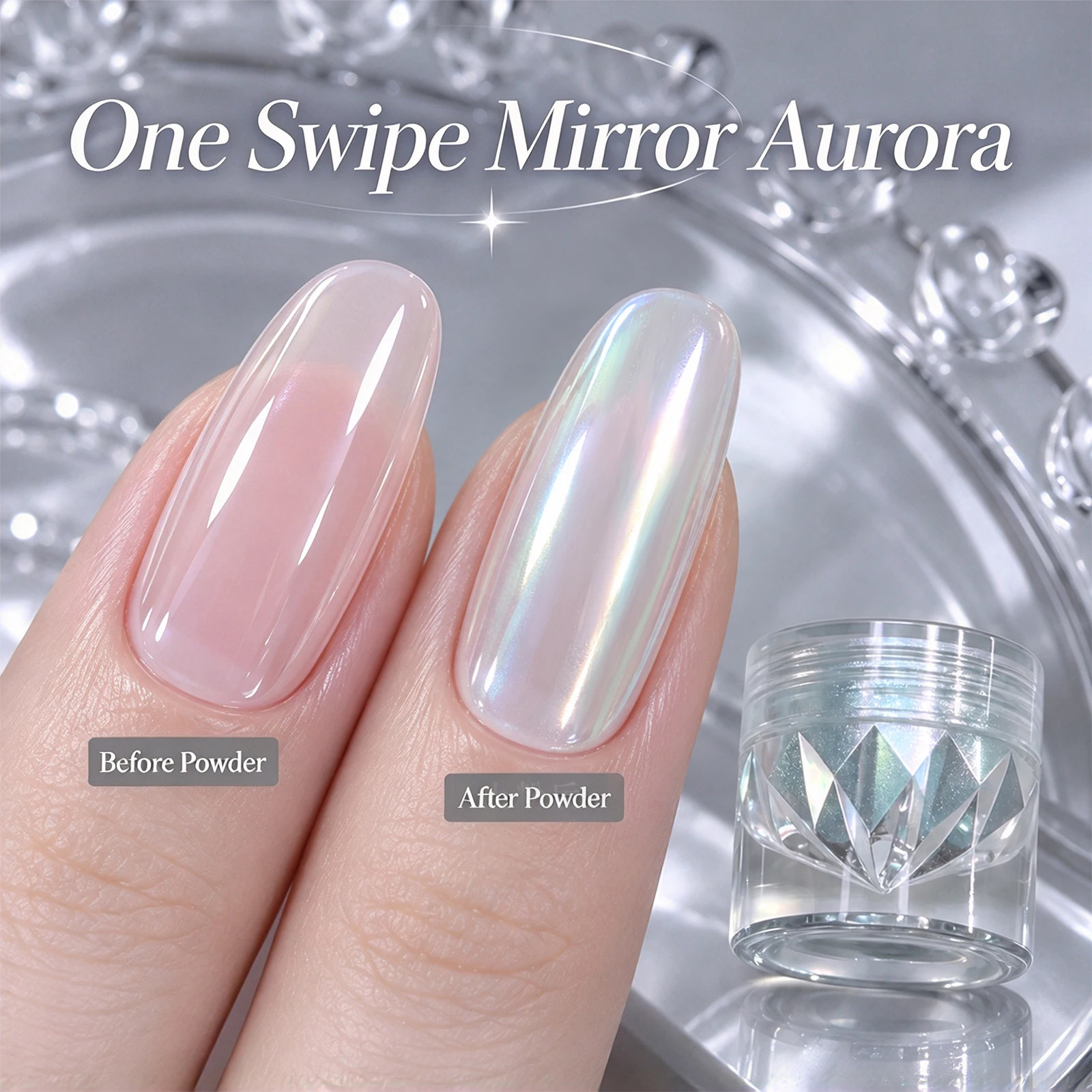 Moonlight Aurora Silk Nail Powder Magic Mirror Effect Chrome Rubbing Dust Iridescent Pigment Rubbing Glitter Nail Art Dec