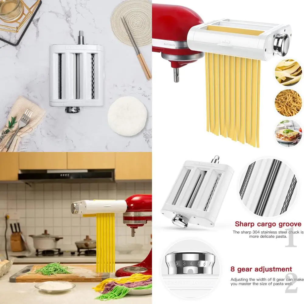 

Набор насадок для макарон 3-в-1 для миксеров KitchenAid: включает валик для макаронных изделий, формочки для спагетти и фетучини и щетку для чистки.